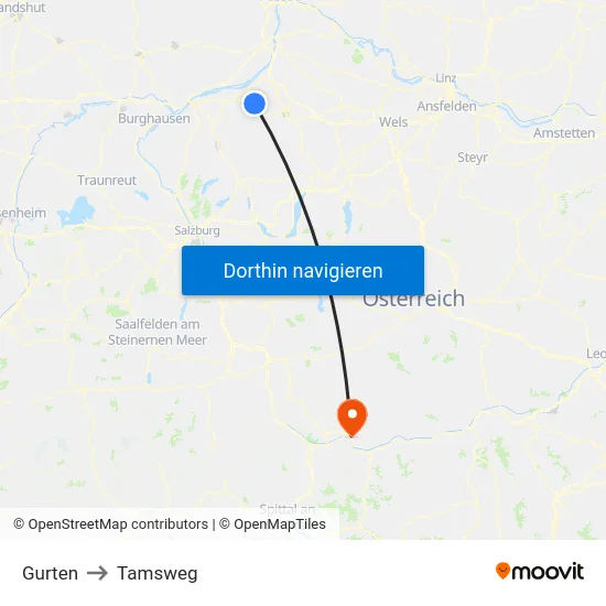 Gurten to Tamsweg map