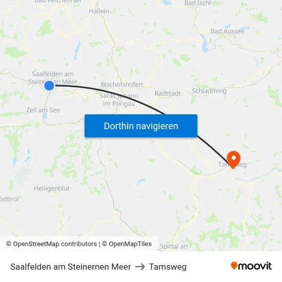 Saalfelden am Steinernen Meer to Tamsweg map