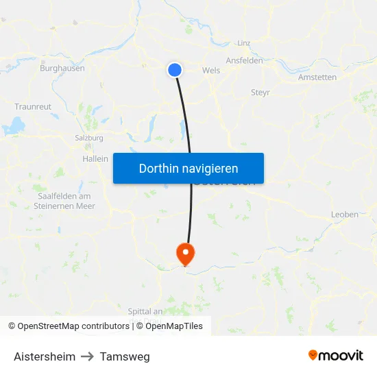 Aistersheim to Tamsweg map
