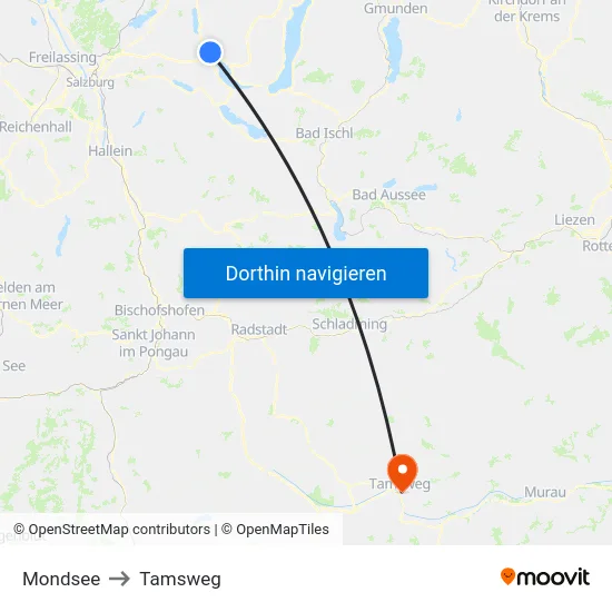 Mondsee to Tamsweg map
