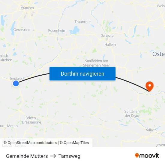 Gemeinde Mutters to Tamsweg map