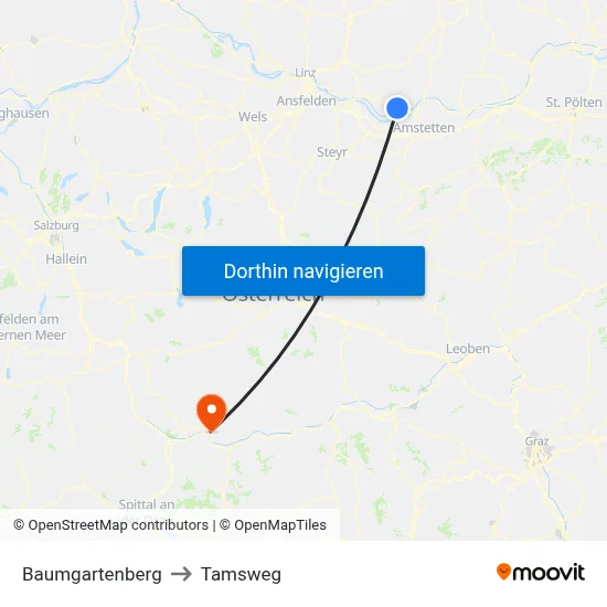 Baumgartenberg to Tamsweg map