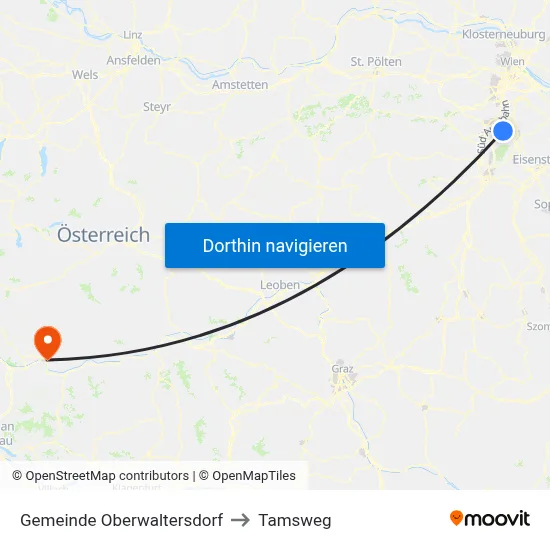 Gemeinde Oberwaltersdorf to Tamsweg map