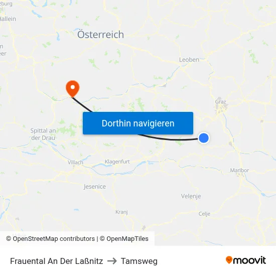 Frauental An Der Laßnitz to Tamsweg map