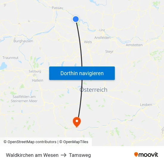 Waldkirchen am Wesen to Tamsweg map