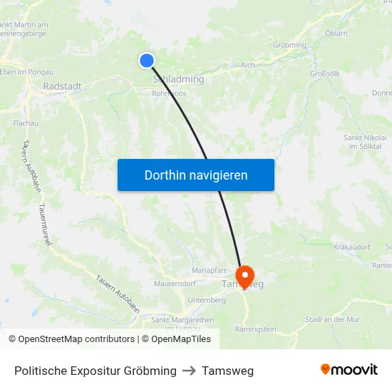 Politische Expositur Gröbming to Tamsweg map
