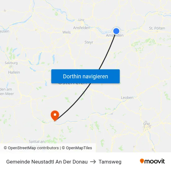 Gemeinde Neustadtl An Der Donau to Tamsweg map