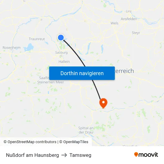 Nußdorf am Haunsberg to Tamsweg map