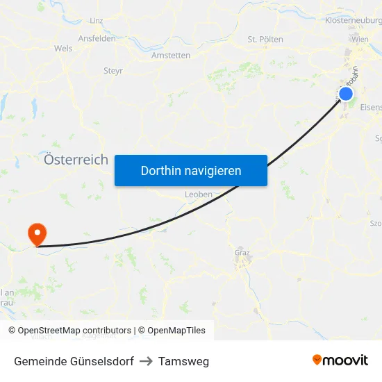 Gemeinde Günselsdorf to Tamsweg map