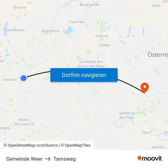 Gemeinde Weer to Tamsweg map