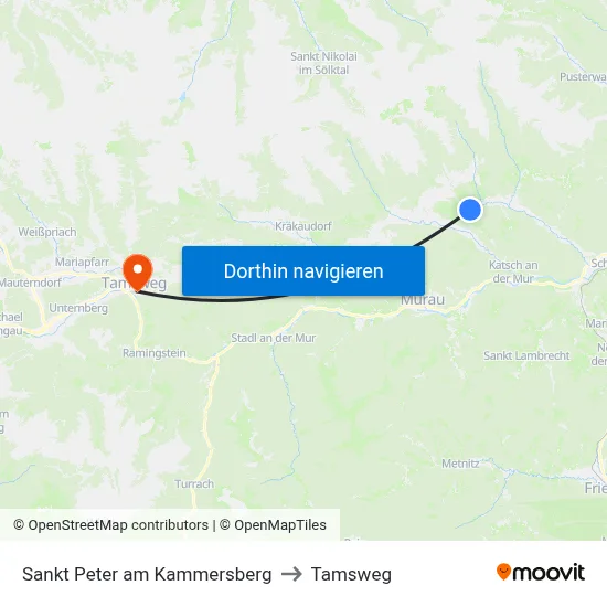 Sankt Peter am Kammersberg to Tamsweg map