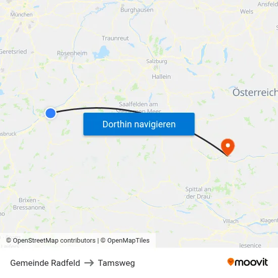 Gemeinde Radfeld to Tamsweg map