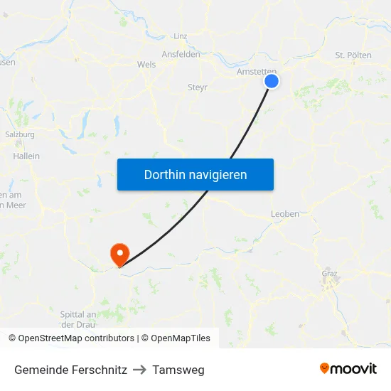 Gemeinde Ferschnitz to Tamsweg map