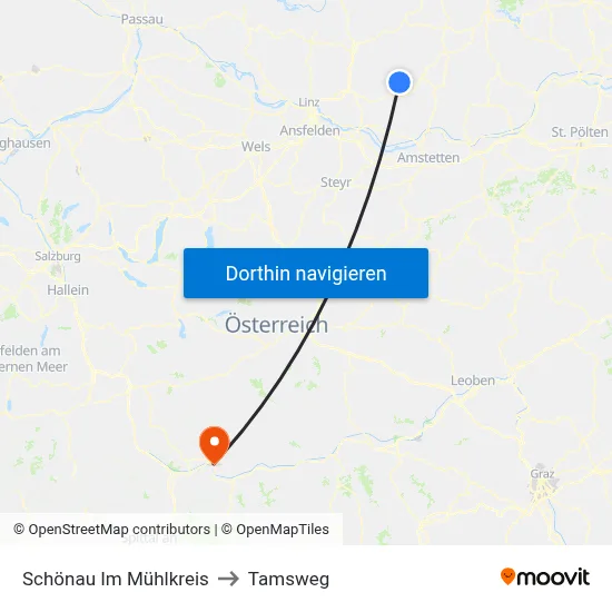 Schönau Im Mühlkreis to Tamsweg map