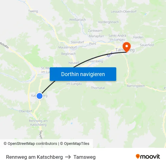 Rennweg am Katschberg to Tamsweg map
