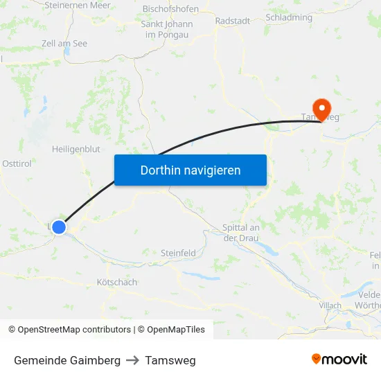 Gemeinde Gaimberg to Tamsweg map