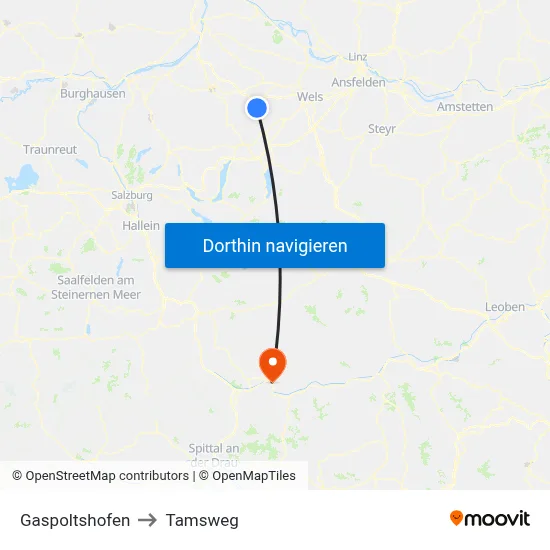 Gaspoltshofen to Tamsweg map