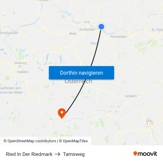 Ried In Der Riedmark to Tamsweg map