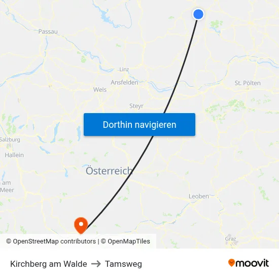 Kirchberg am Walde to Tamsweg map