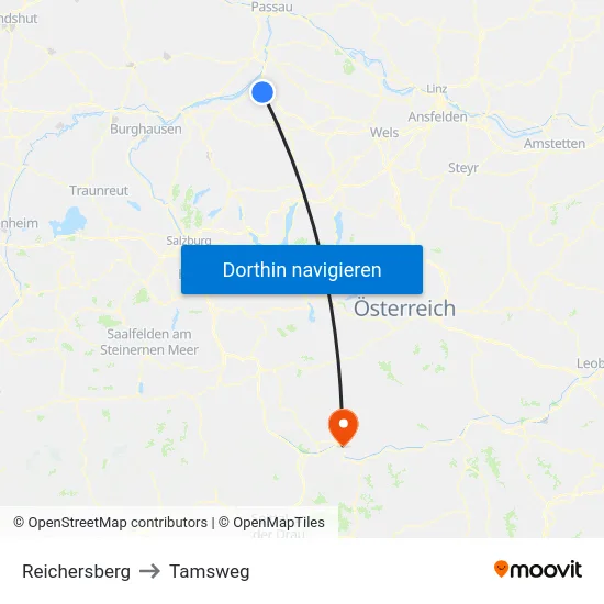 Reichersberg to Tamsweg map