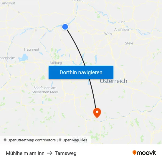 Mühlheim am Inn to Tamsweg map