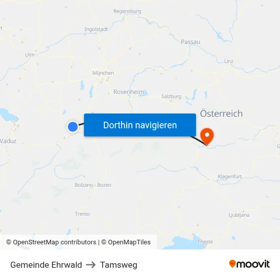 Gemeinde Ehrwald to Tamsweg map