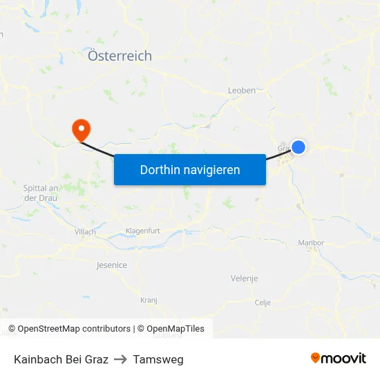 Kainbach Bei Graz to Tamsweg map