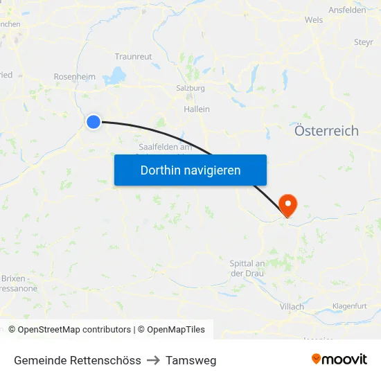 Gemeinde Rettenschöss to Tamsweg map