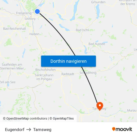 Eugendorf to Tamsweg map