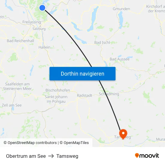 Obertrum am See to Tamsweg map