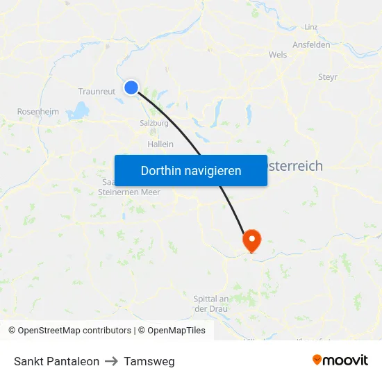 Sankt Pantaleon to Tamsweg map