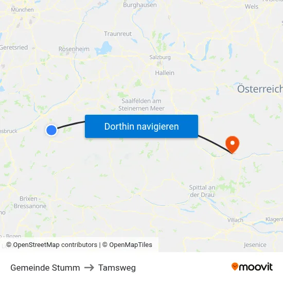 Gemeinde Stumm to Tamsweg map