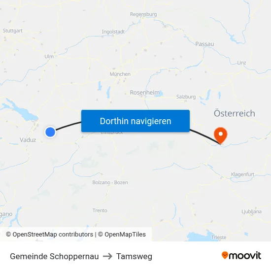 Gemeinde Schoppernau to Tamsweg map