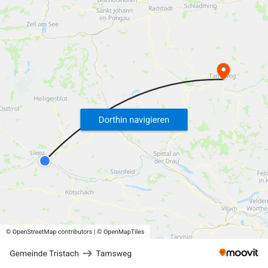 Gemeinde Tristach to Tamsweg map