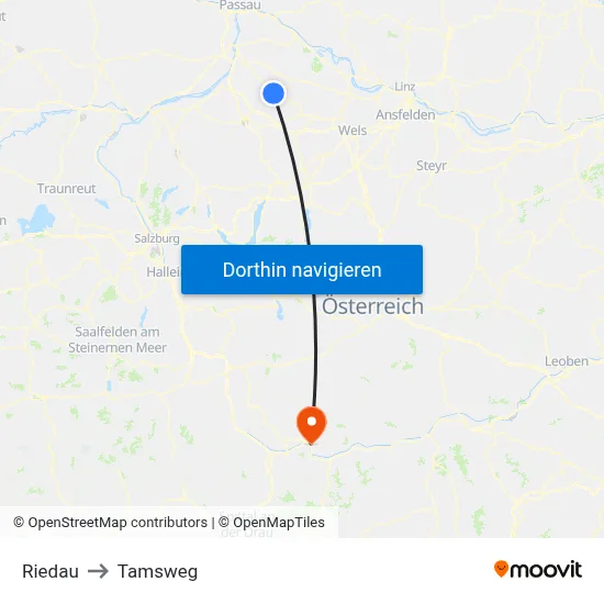 Riedau to Tamsweg map