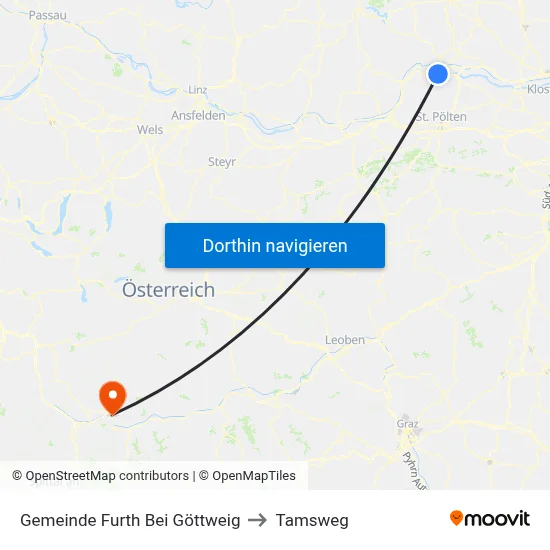 Gemeinde Furth Bei Göttweig to Tamsweg map