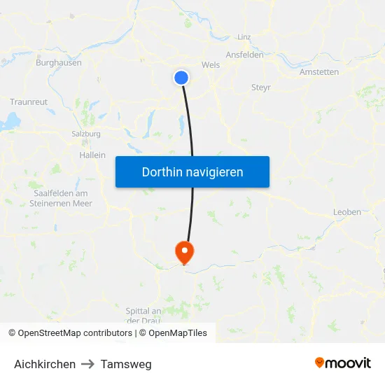 Aichkirchen to Tamsweg map