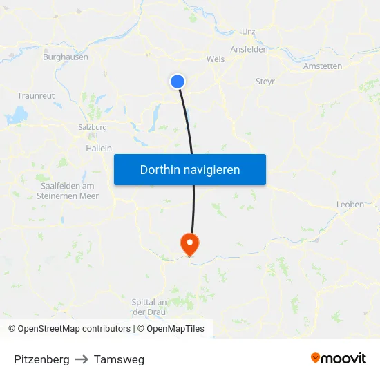 Pitzenberg to Tamsweg map