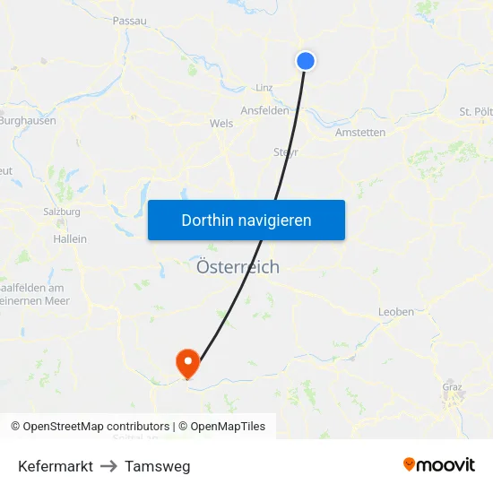 Kefermarkt to Tamsweg map