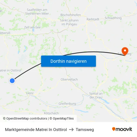 Marktgemeinde Matrei In Osttirol to Tamsweg map