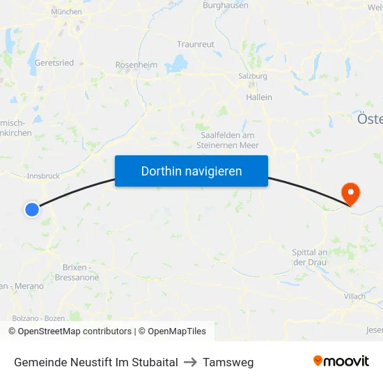 Gemeinde Neustift Im Stubaital to Tamsweg map