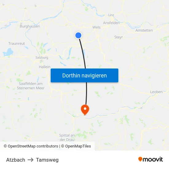 Atzbach to Tamsweg map