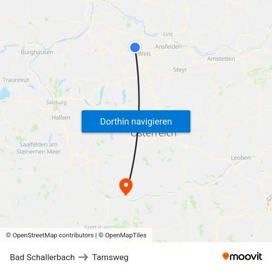 Bad Schallerbach to Tamsweg map