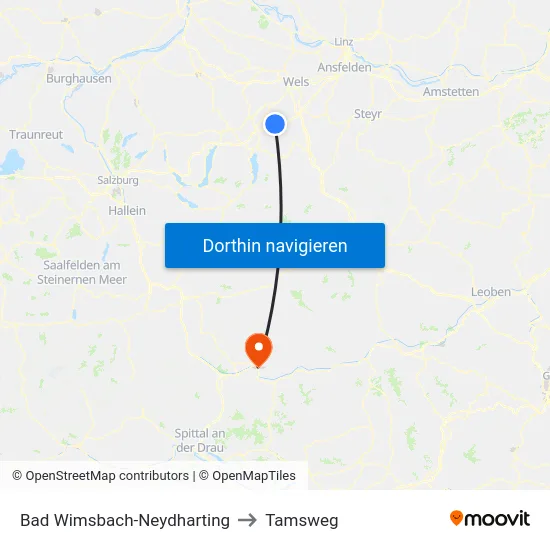 Bad Wimsbach-Neydharting to Tamsweg map