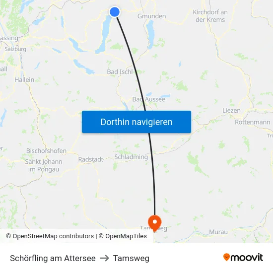 Schörfling am Attersee to Tamsweg map