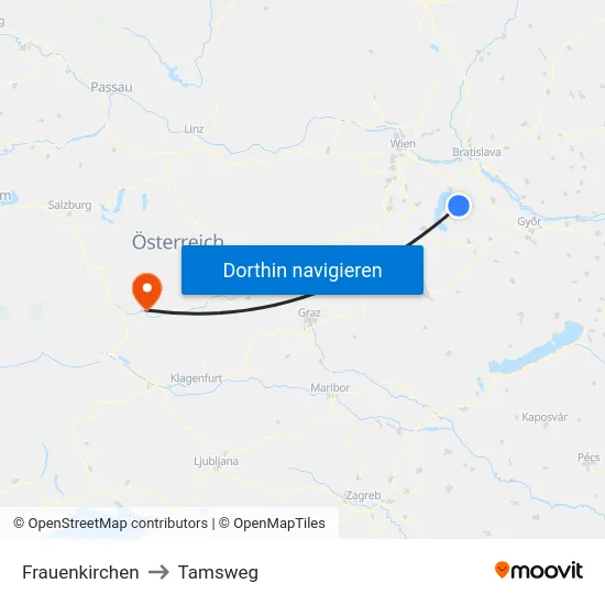 Frauenkirchen to Tamsweg map