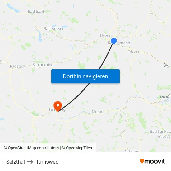 Selzthal to Tamsweg map