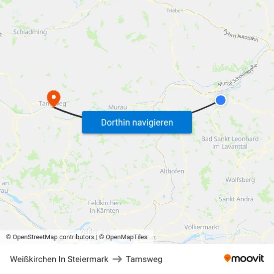Weißkirchen In Steiermark to Tamsweg map