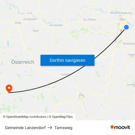 Gemeinde Lanzendorf to Tamsweg map