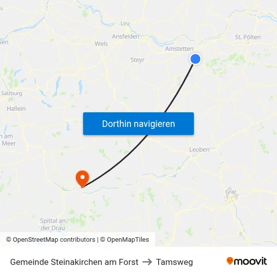 Gemeinde Steinakirchen am Forst to Tamsweg map